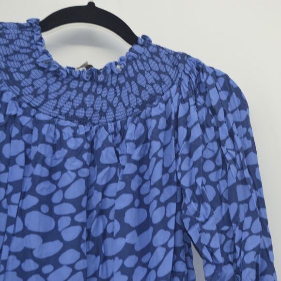 Loft Petite Women Blue Dress XSP Petites Cheetah Print Spot - Picture 6 of 13